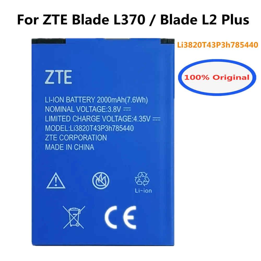 

100% New Original Li3820T43P3H785440 2000mAh Mobile Phone Battery For ZTE Blade L370/Blade L2Plus L2 Plus Replacement Batteria