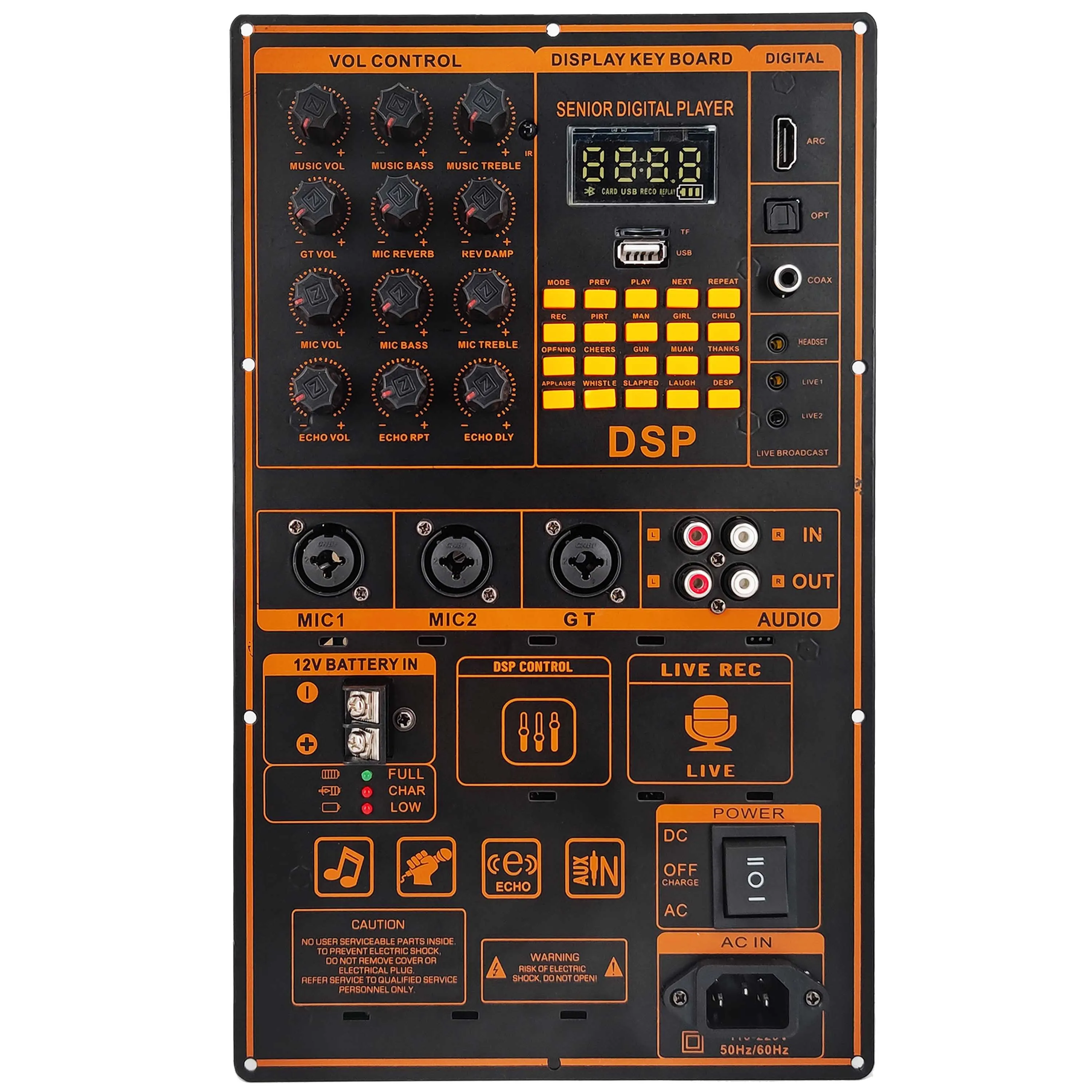 Плата усилителя для 8-18 дюймового динамика с микрофоном и гитарой 12 В 220 Bluetooth 5 0