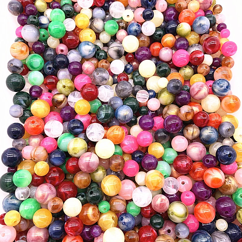

Wholesale 8/10/12/14mm Colour Round Acrylic Beads Spacer Loose Beads for Jewelry Making DIY Bracelet