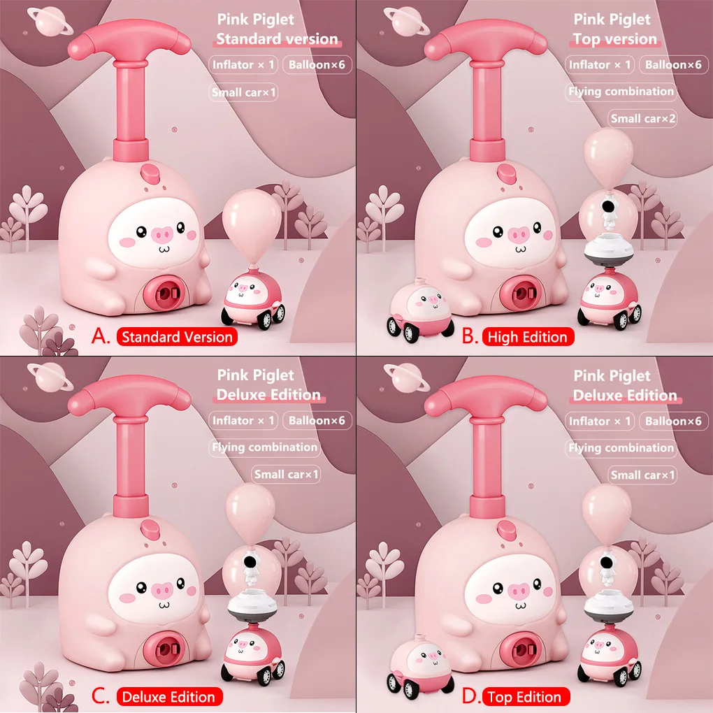 

Children Cartoon Style Balloon Launch Car School Outdoor Air Power ABS Vehicles Fun Birthday Gifts Pink Type 1