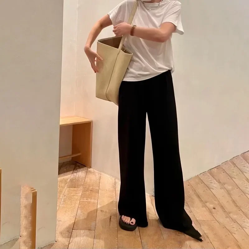 Женские прямые простые брюки TheR0 * 24ss на весну и осень повседневные широкие