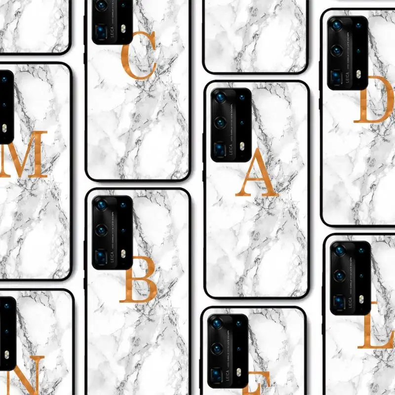 

Custom name shell Marble background letters Phone Case for Huawei P30 40 20 10 8 9 lite pro plus Psmart2019