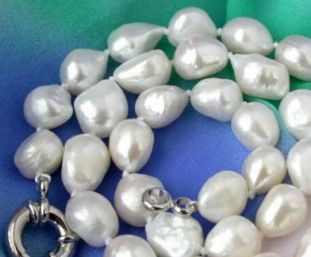 

Natural 11-13mm white baroque freshwater cultured pearl necklace 46CM bead charm body jewelry charm jewelry