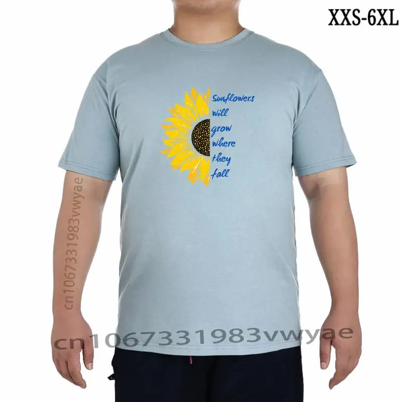 

Ukraine Mens T Shirt Sunflowers Will Grow Where They Fall Letter Print Tshirt Summer Short Sleeve Classic Tshirts Mens Cotton