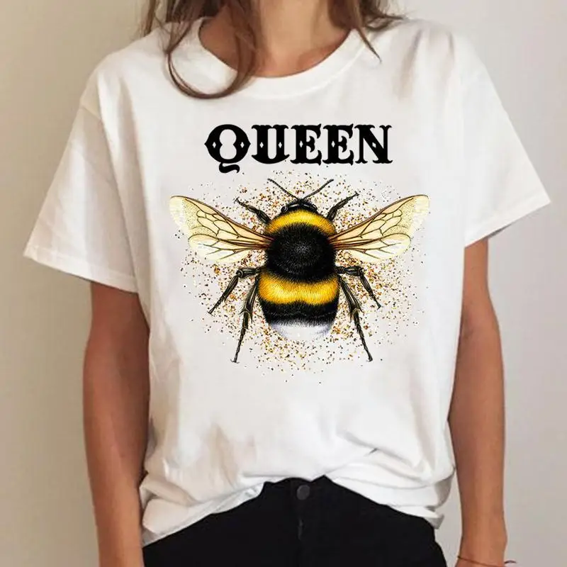 

Женская футболка с принтом пчелы, летняя футболка с коротким рукавом и графическим принтом, в стиле 90-х