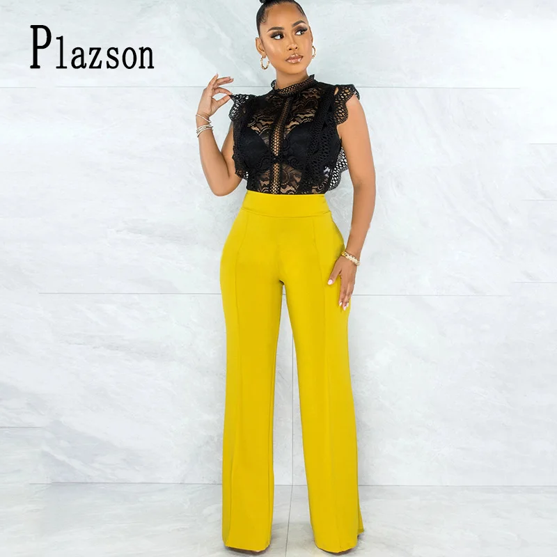 

Женские длинные брюки Plazson, офисные брюки с высокой талией