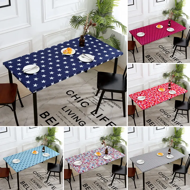 

Multi Size 4/6/8FT Polyester Rectangular Elastic Edged Table Cloth Wedding Cafe Parties Dinner Tablecloth Table Cover Dustproof