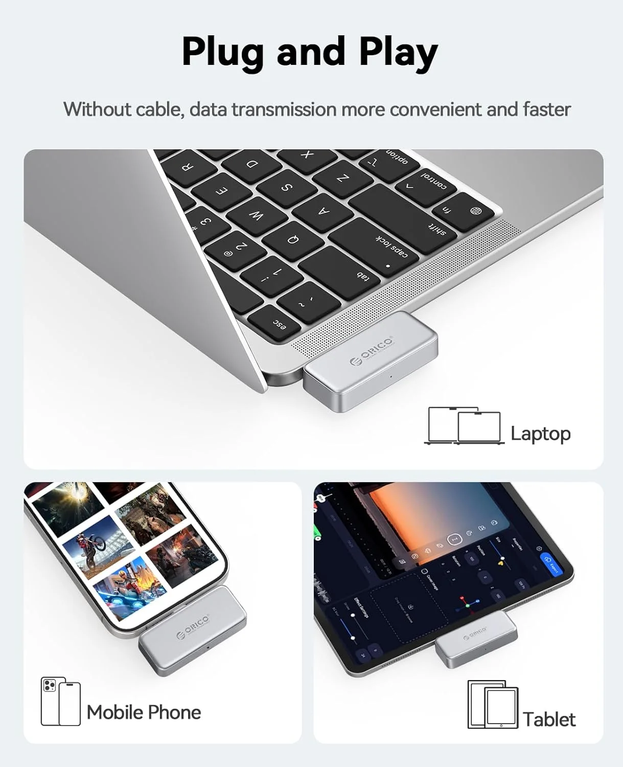 ORICO FlashPod 1 ТБ MINI Магнитный портативный SSD-накопитель с прямым разъемом для iPhone 15 16 серий, планшетов, ноутбуков (art.: 3920cfb5f64ce) - 3920cfb5f64ce