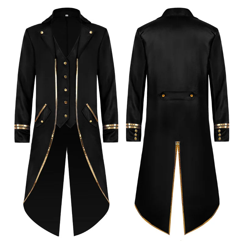 

SISHION Men Medieval Victorian Costume Tuxedo Gentlema Tailcoat Gothic Steampunk Trench Vintage Frock Outfit Coat for Men VD2891