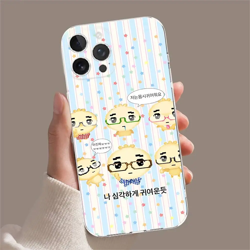 Милый чехол-бампер A-Angyeongmandu K Dumpling для iPhone 17 16 15 14 13 12 11 Pro ProMax Plus, прозрачный, мягкий (art.: 3920dbd44f36f) - 3920dbd44f36f