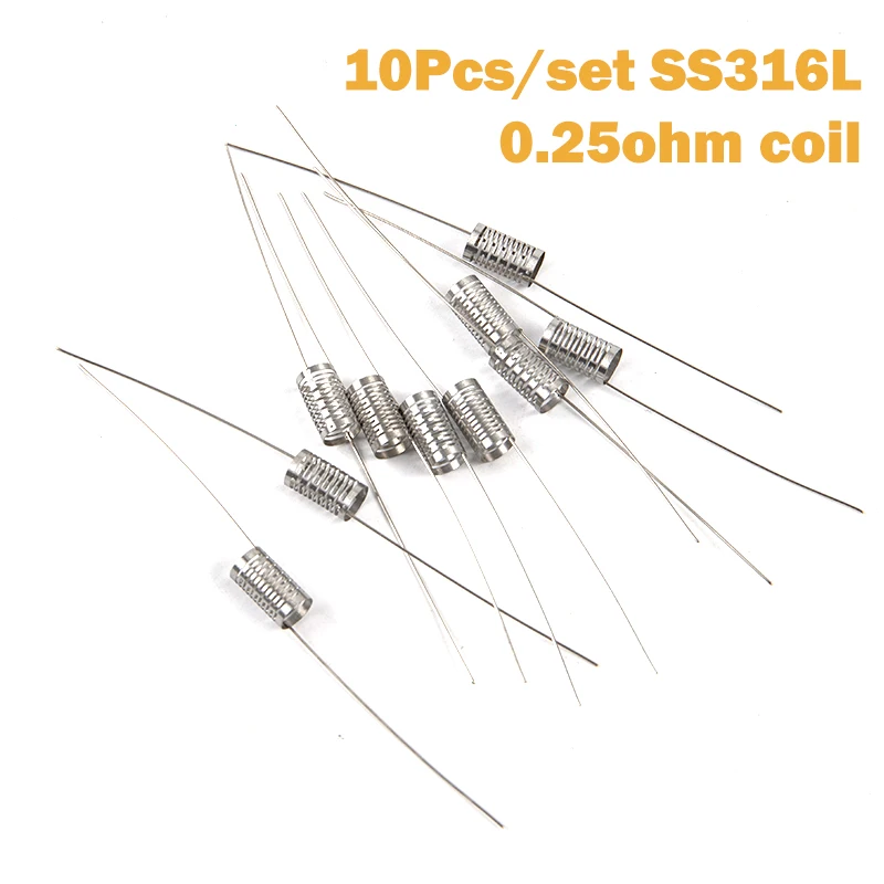 

10Pcs/pack Notch Coil SS316L Heating Wire 0.25ohm Premade Prebuilt Coils for Atomizer