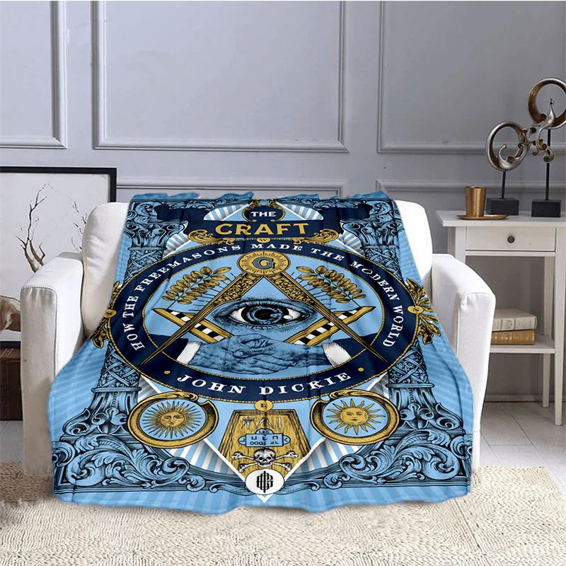 

Fashion Masonic Portable Sofa Throw Blanket Flannel Warm Four Seasons Camping Blanket Freemasonry Multi Size Blankets Freemason