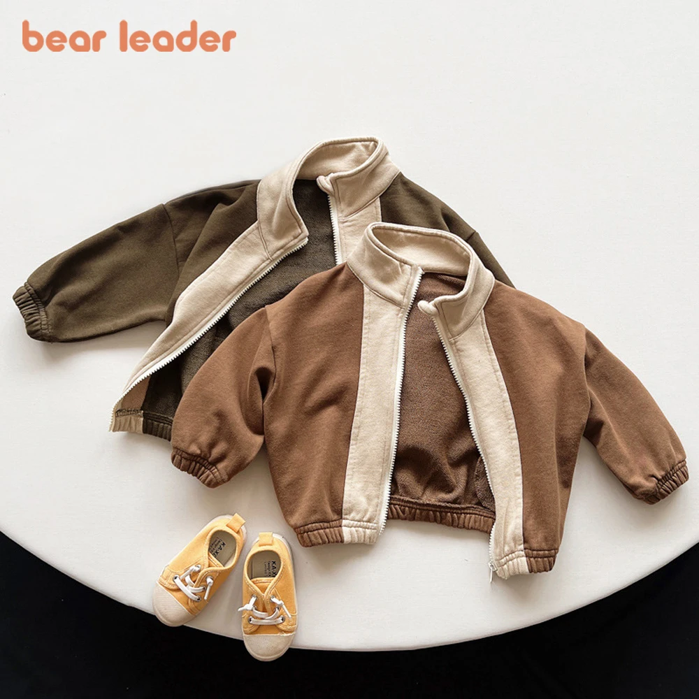 

Bear Leader/Осенняя куртка для девочек и мальчиков Новинка 2022 года, цветной контрастный на молнии, Дизайнерская куртка с длинными рукавами Модно...