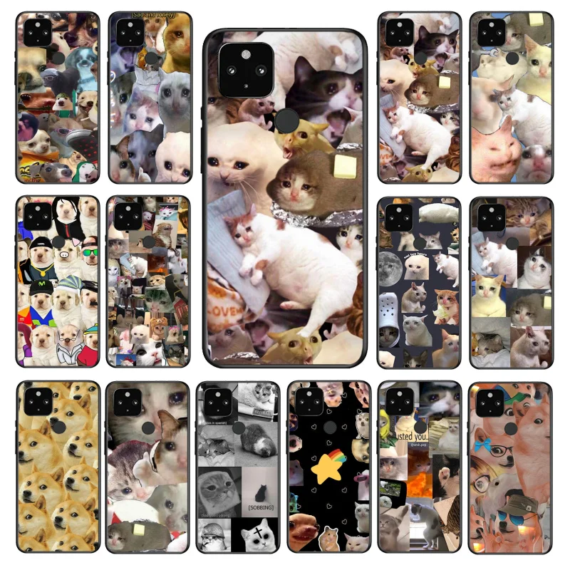 

Crying Cat Memes And Dog Phone Case for Google Pixel 7 6 Pro 5A 4A 3A Pixel 4 XL Pixel 5 6 4 3 XL 3A XL