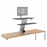 hon hs 1101 directional desktop sit to stand riser with single monitor arm
