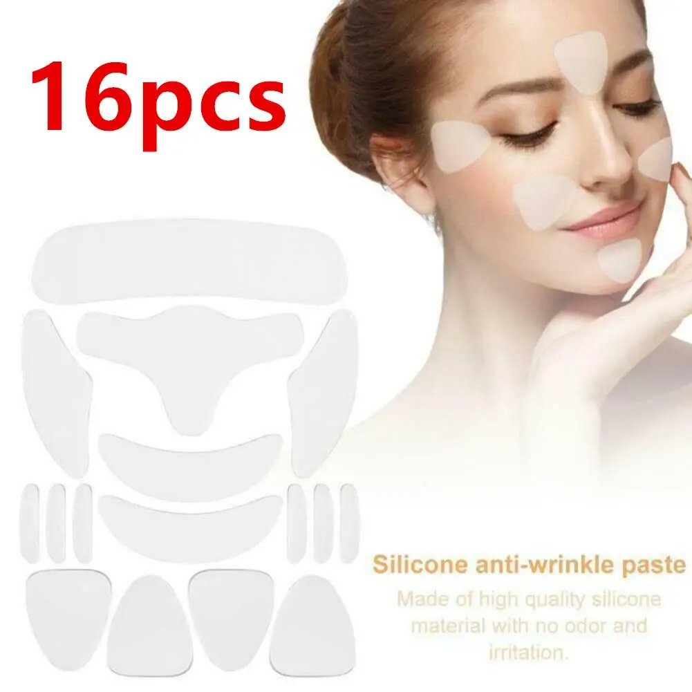 

16pcs Anti Rimpel Pads Silicone Reusable Silicone Patches Wrinkle Removal Sticker Face Forehead Neck Eye Sticker Skin Patch Set