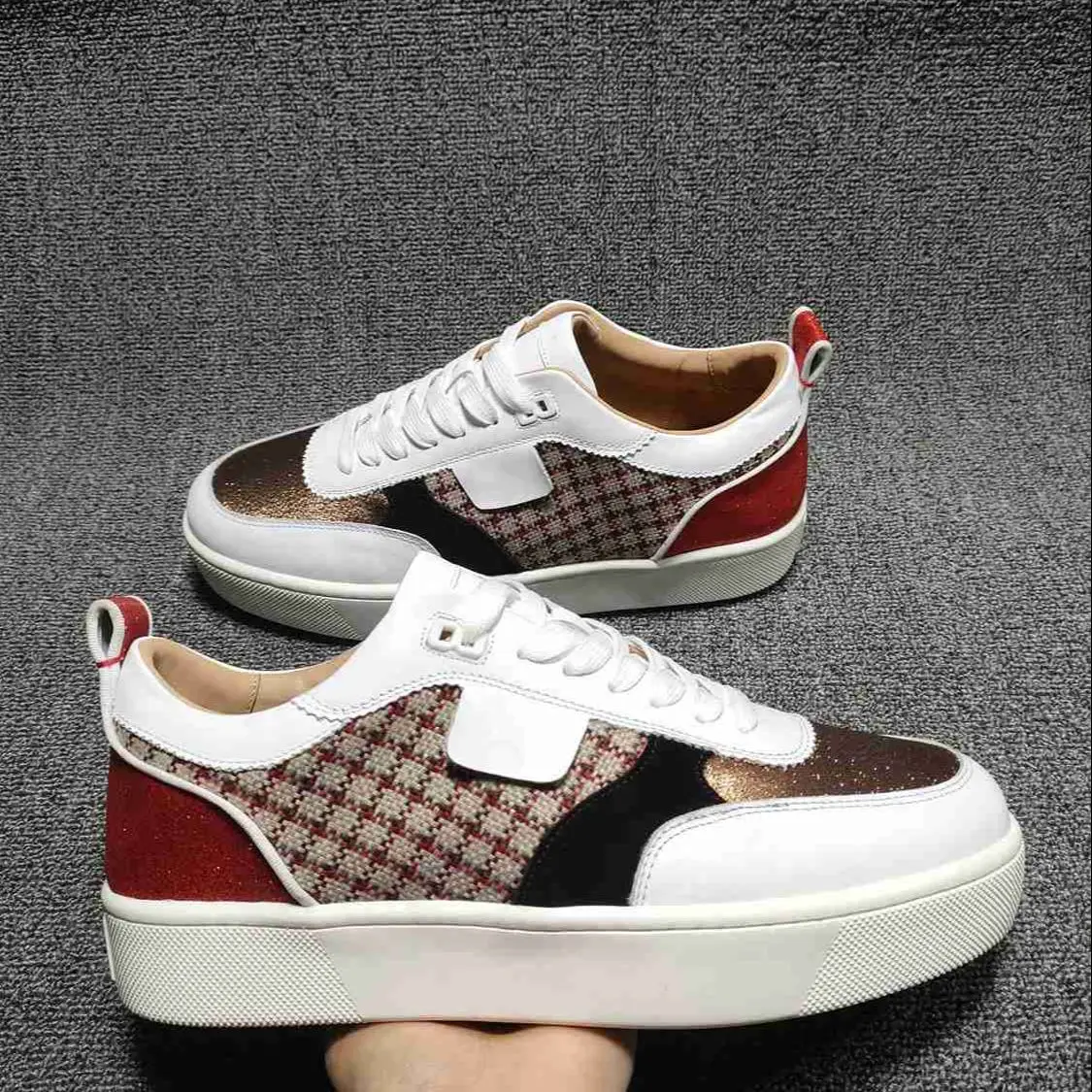 

New Brand Real Cow Leather TPU Red Bottom Soled Men's Women's Shoes Flats Casual Sneakers Designer Unisex Big Size