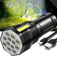 12 core led flashlights powerful cob tactical flashlight 4 modes lighting waterproof torch ultra bright lantern for camping