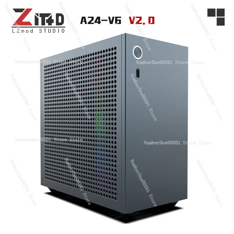 Фото Корпус Lzmod mini A24-V6 2.0 Mini ITX BKB для двухслотовых видеокарт половинной высоты, 3.66 л №1