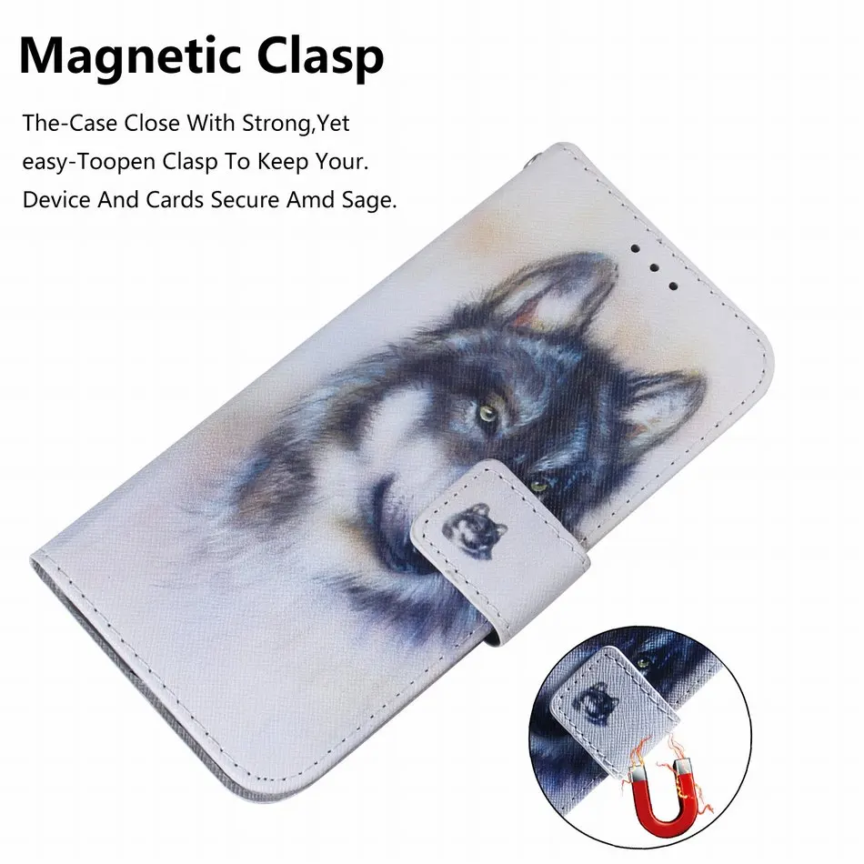 Man Lady Painted Flip Phone Case For Motorola Moto G9 Play G8 Power Lite G7 E7 Plus E6 Play Card Holster Wallet Book Cover D26F
