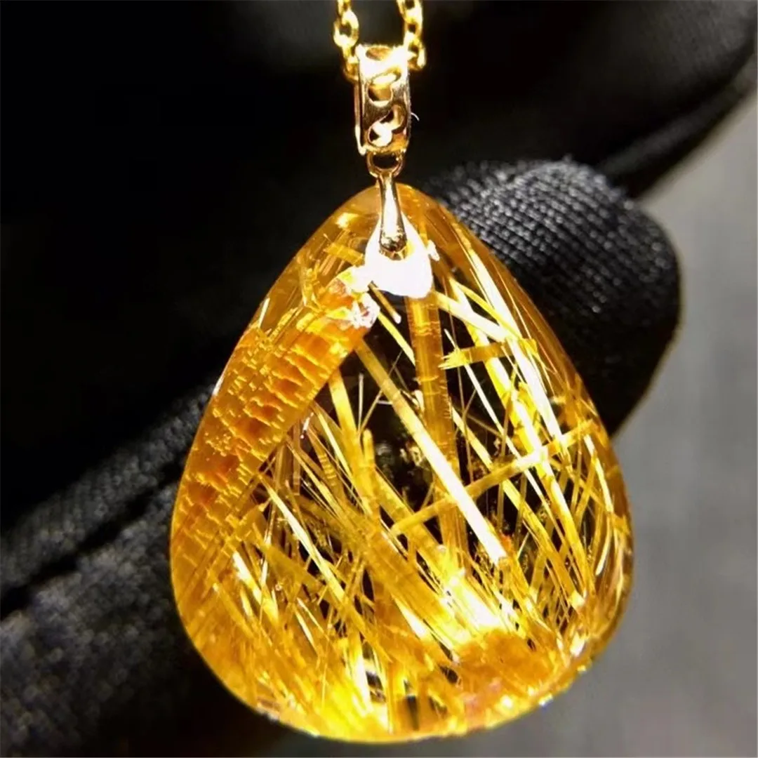 

Натуральное золото, рутилированный кварцевый кулон, золото 18 к для женщин и мужчин, богатство 21x18x9 мм, бусины, Кристалл Рейки, энергетический...