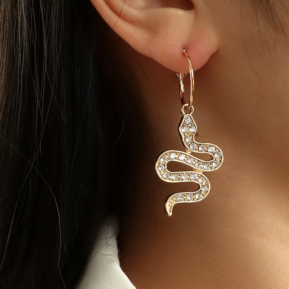 

Kpop Trendy Snake Shape Dangle Earrings for Women Girl Rhinestone Drop Earrings Cute Small Object Earring Jewelry Bijoux Gifts