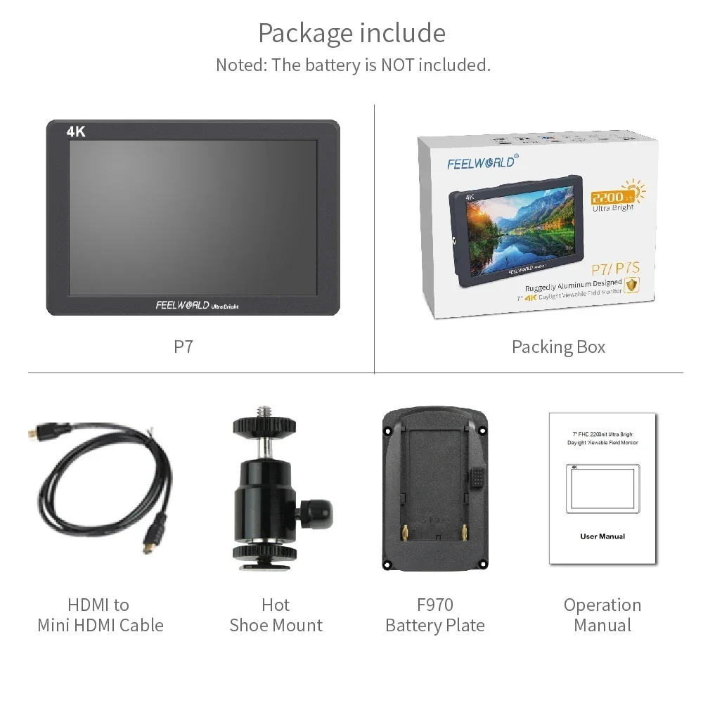 FEELWORLD P7 7-дюймовый 2200nit ультра яркий полевой монитор для камеры алюминиевый корпус