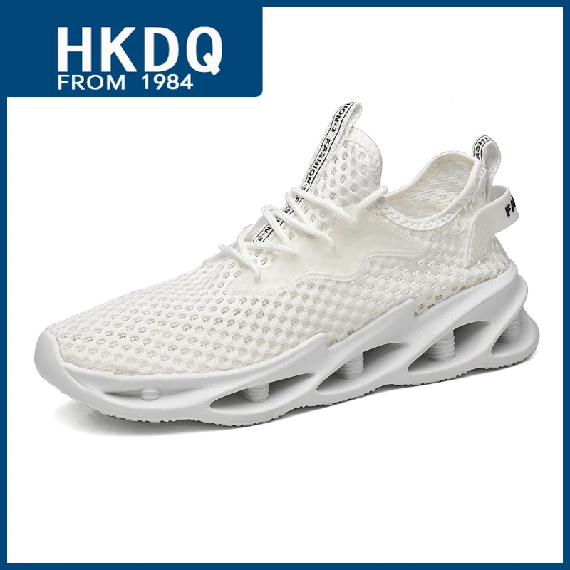 

HKDQ Hot Sale Mesh White Men's Casual Sports Shoes Summer Low-cut Hollow Men Running Shoes Non-slip Lace-up Man jogging Sneakers