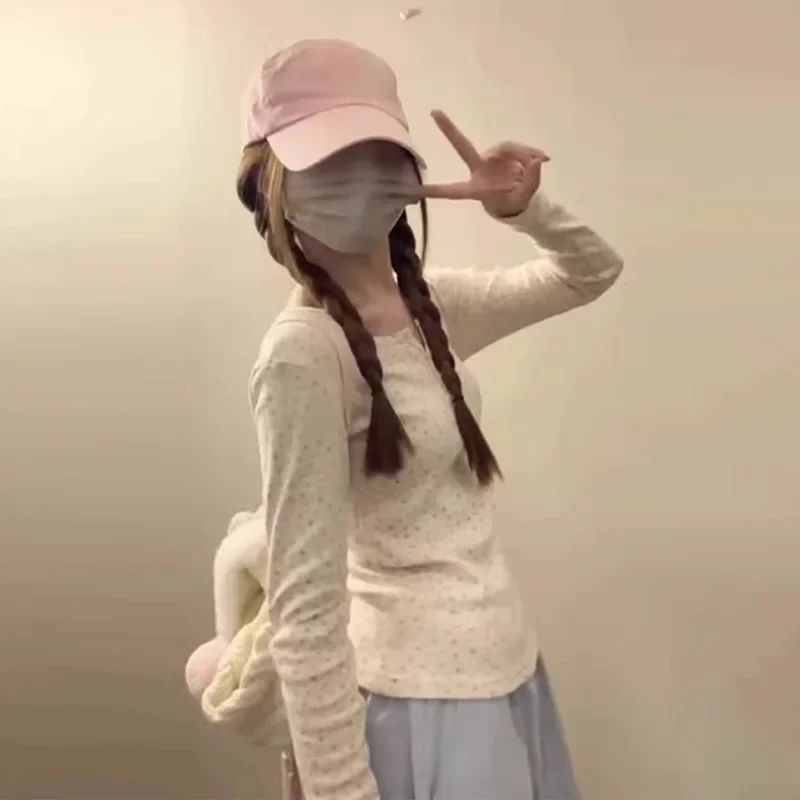 SweetFashionable2024 контрастного цвета облегающая футболка с длинными рукавами