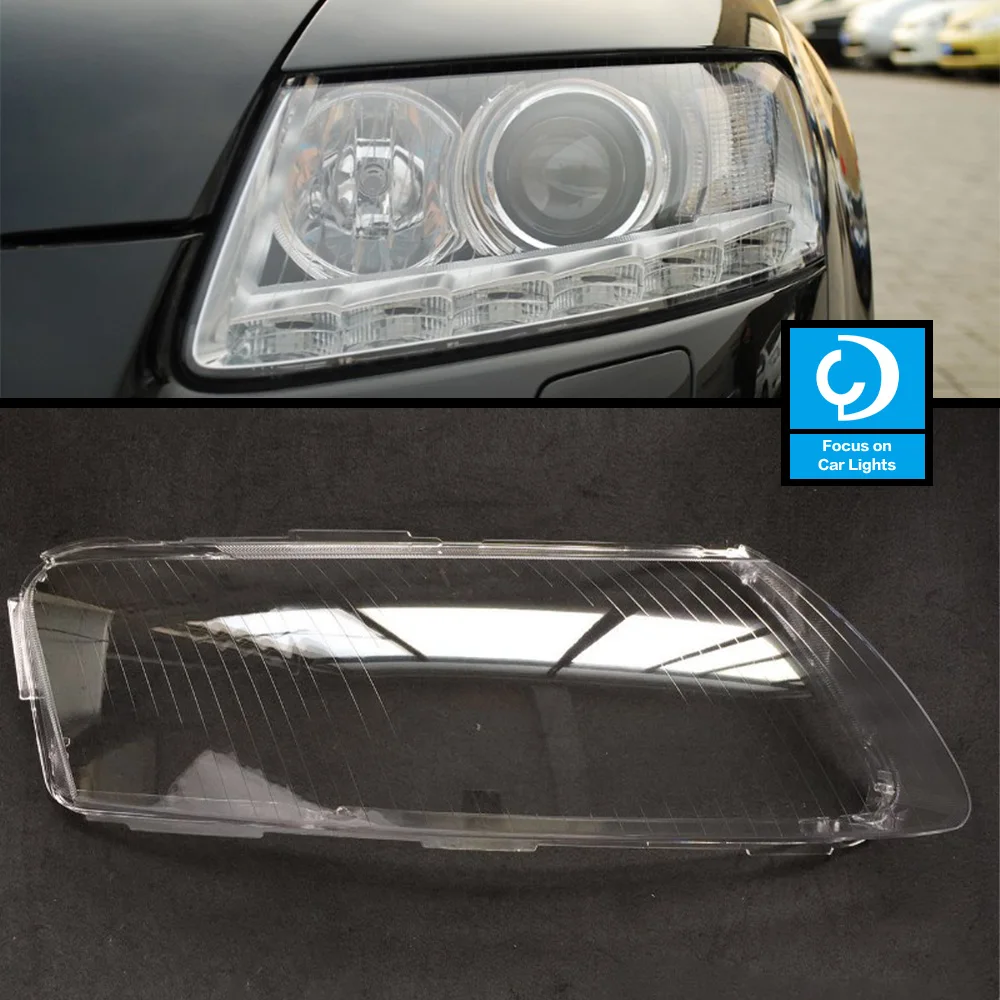 

Автомобильный передний налобный фонарь крышка объектива прозрачное стекло для Audi A6 C6 2004-2011 стекло автомобильный налобный фонарь абажур обо...