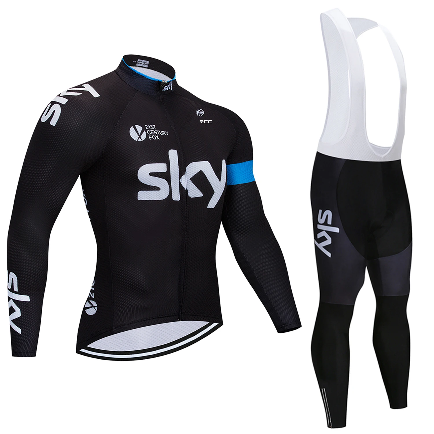 Мужской комплект велосипедного трикотажа RCC Sky с длинными рукавами и гелевой