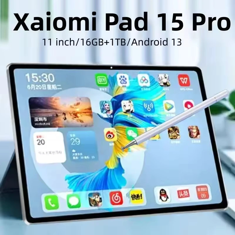 Pad 15 Pro Xioaml Global Version 5G Планшет Android 13 11 дюймов HD 4K Snapdragon 870 16 ГБ + 1 Т Dual SIM Bluetooth WiFi GPS