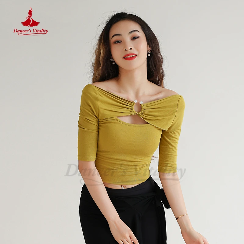 

Belly Dance Training Clothes for Women Winter Half Sleeve Top Sexy Elegant Large Ring Top Girl's Oriental Belly Dancing Tops