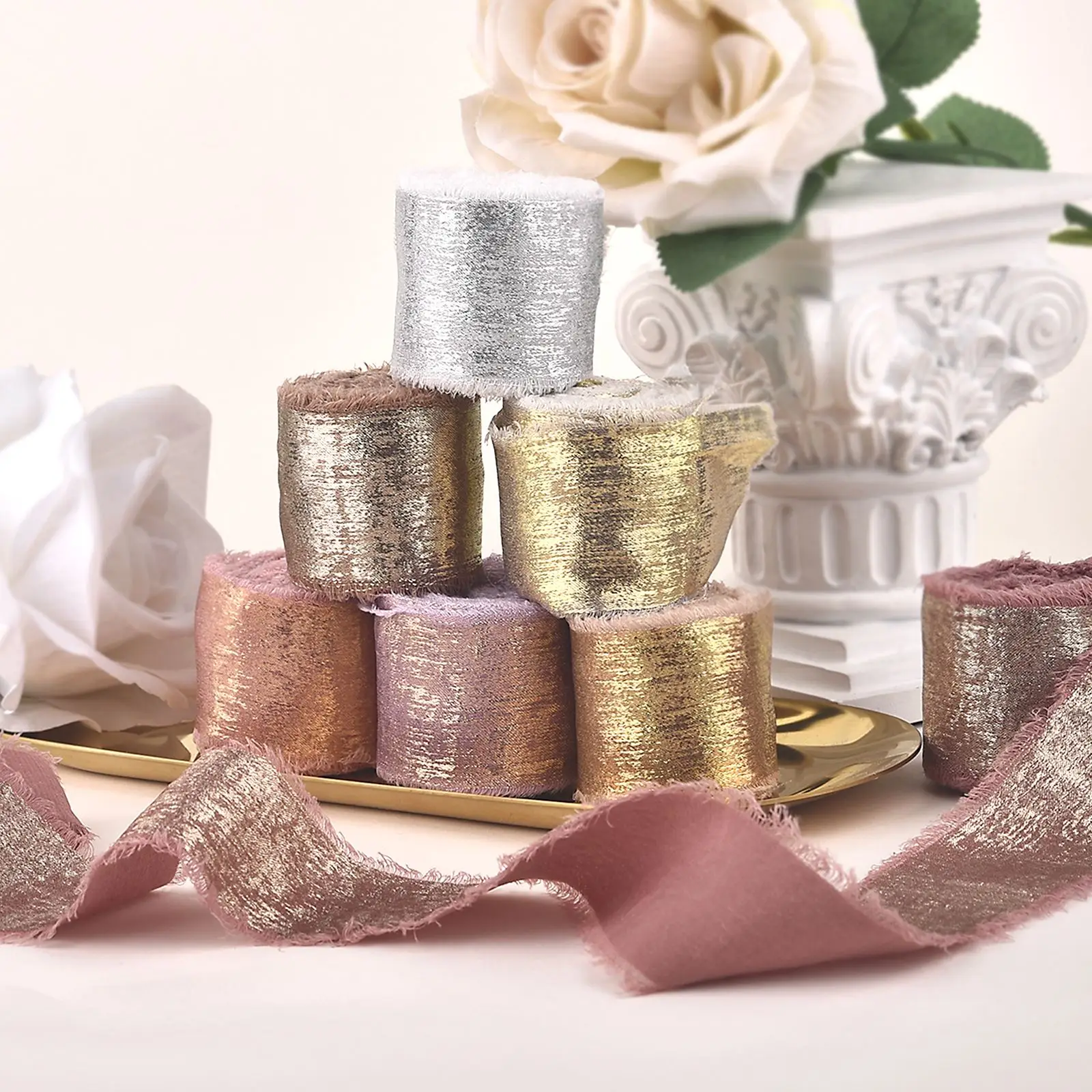 Золотой и серебряный бархак ручной работы Lenta с черепами 5 ярдов для свадебных