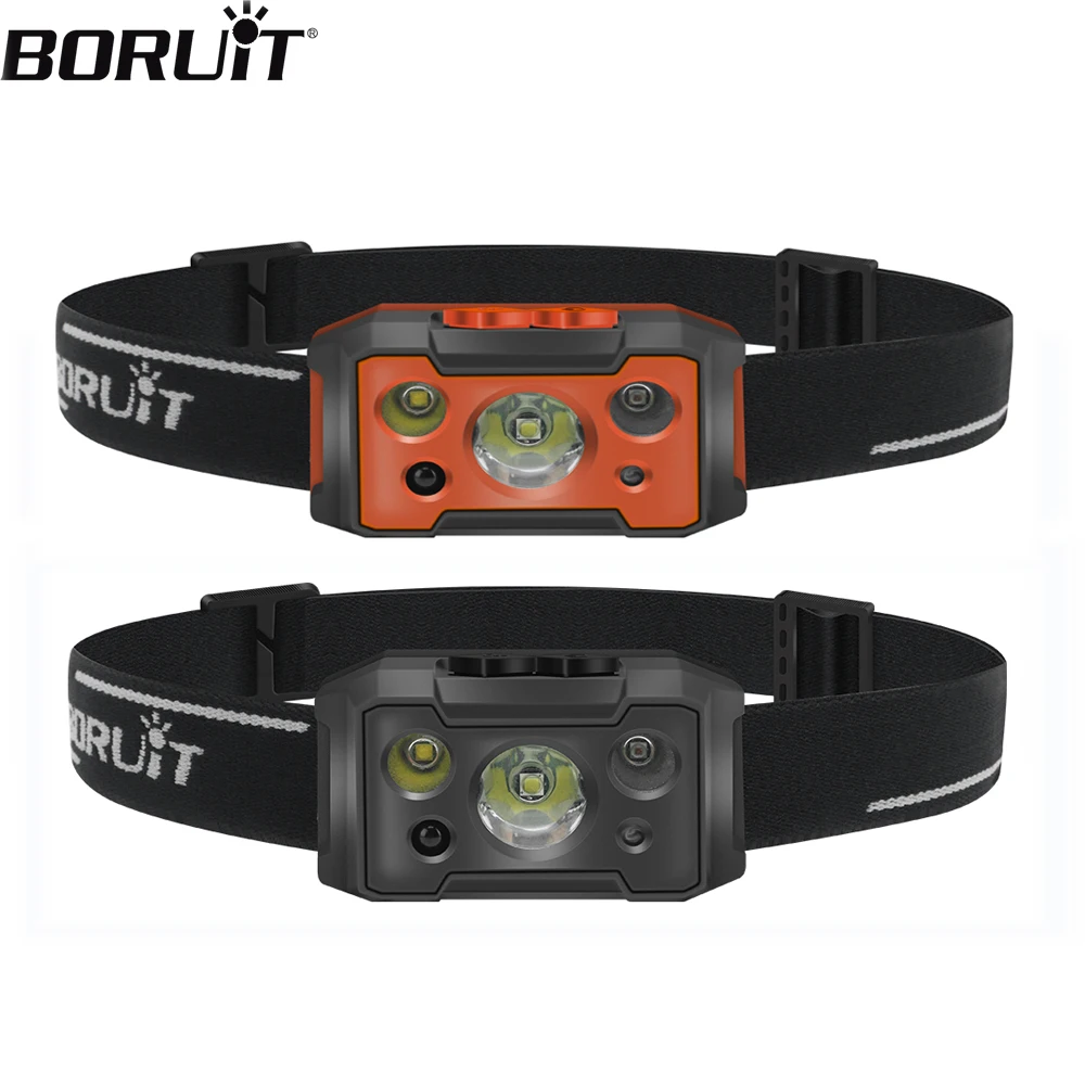 BORUiT M1 M2 XPG LED Sensor Headlamp USB Rechargeable 3-Mode Waterproof Headlight Outdoor Camping Fishing And Hunting