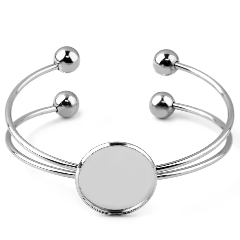 

Stainless Steel Bracelet Bangle Round Blank Base Fit 18mm 20mm Cabochon Cameo Bases Trays Bezel Setting for DIY Jewelry Making