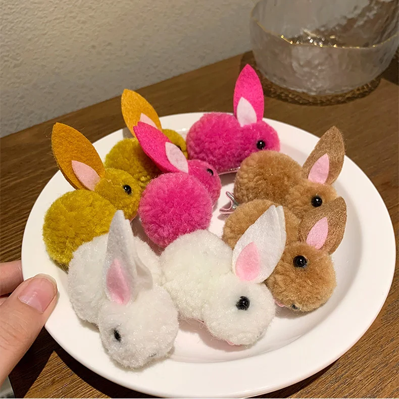 

New Cute Plush Rabbit Girls Hairpins Children Hair Accessories Princess Headwear Women Hair Clips Claws