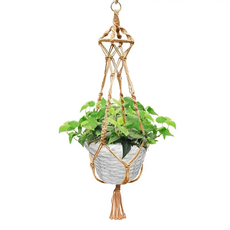 

New Macrame Hemp Plant Hanger Flower Pot Holder Legs Hanging Rope Baskets Decor 20