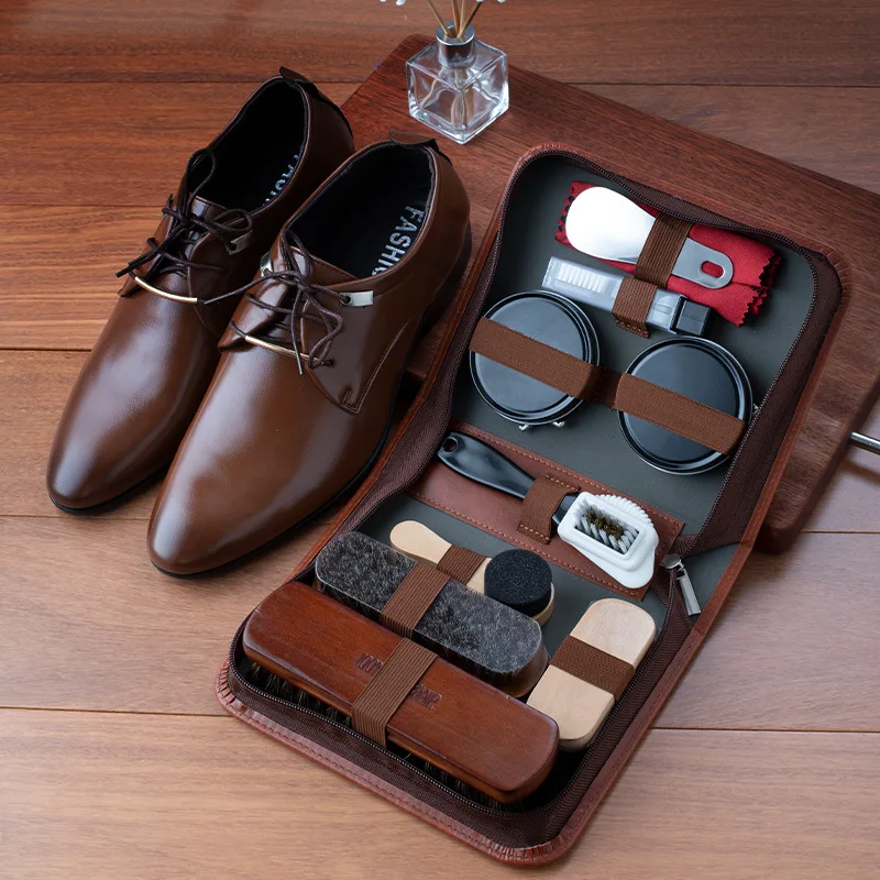 HorseHair Shoe Brush Set Leather Care Cleaning Polishing Too