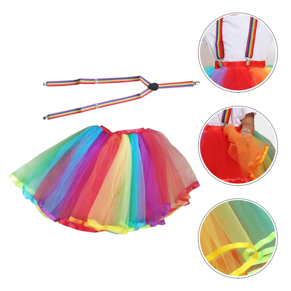 

Princess Dress Lovely Tulle Skirt Colorful Tutu Girl Bubble Skirt​​​​​​​ Layered Rainbow Gauze Party Kids Formal Dresses Girls