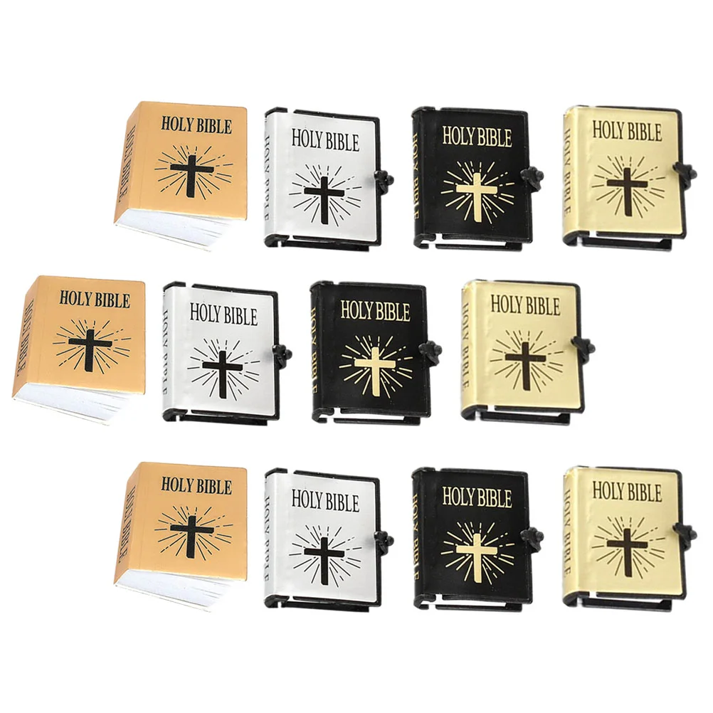 

12 Pcs Mini Book Model Ornaments Bible Models Home Accessories Notebook Miniature Books House Paper Decors For Child Goods Tiny