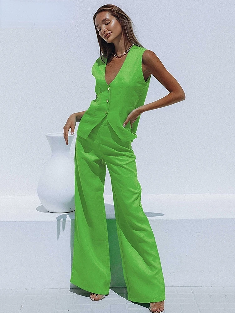 

Комплект одежды из жилета и брюк, из хлопка и льна