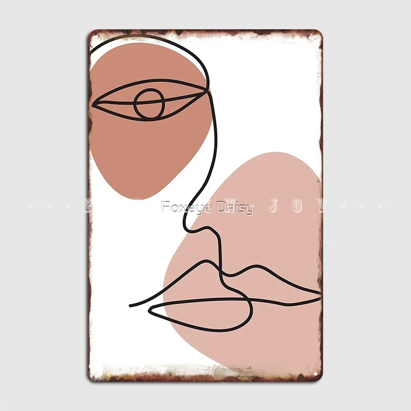 

Абстрактный металлический плакат с одной линией лица, постер для клуба, бара, Настенный декор для клуба, дома, винтажный жестяной плакат