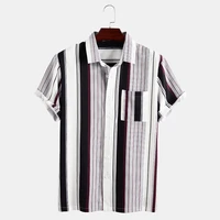 men clothing 2022 summer new short sleeve mens shirts fashion lapel stripe printed casual mens shirts