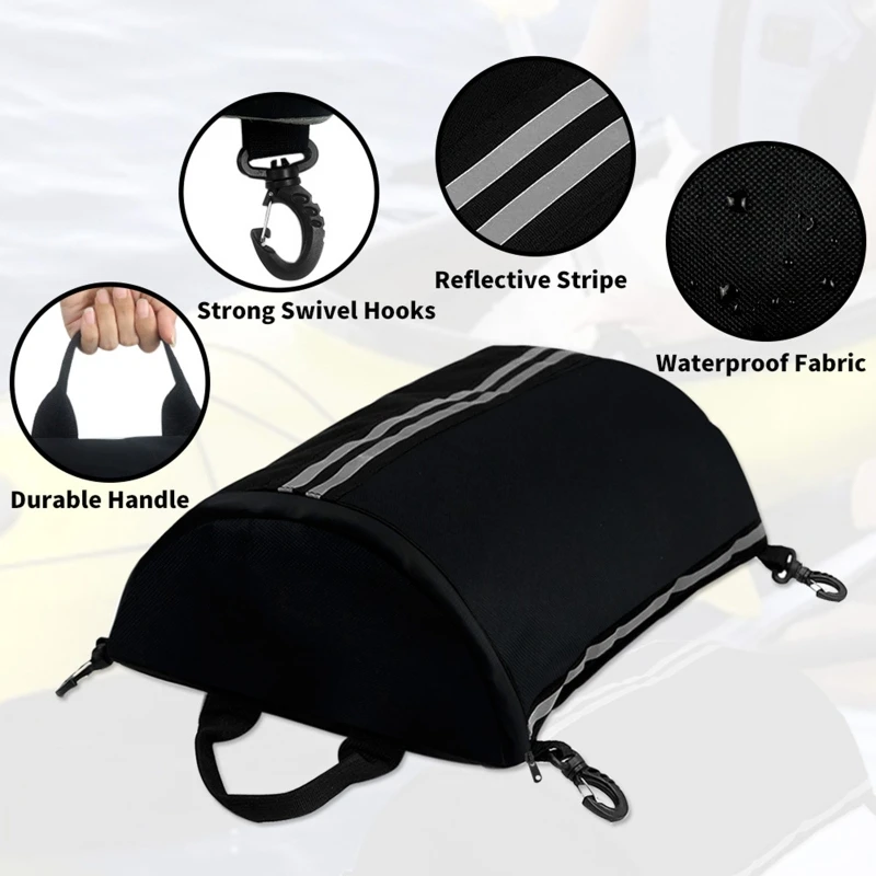 Kayak Deck Bag SUPs Deck Zippered Pouch Bag with Swivel Snap Hooks Oxford Cloth Kayak Dry Bag Deck Bag for Kayaks, Black 55KD