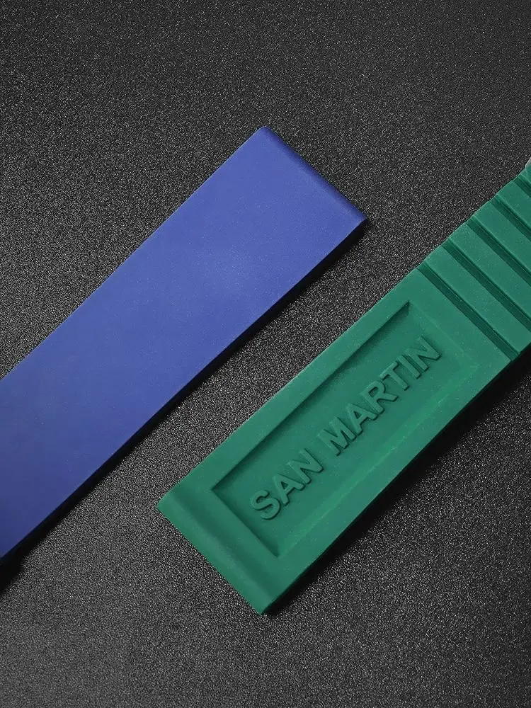 San Martin водонепроницаемый ремешок из фторкаучука 20 мм 22 универсальный мужской для