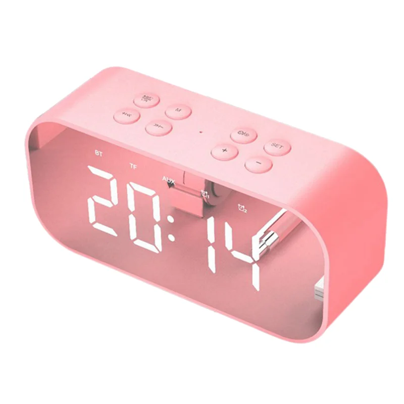 For Bedroom/office,digital Clock With Bluetooth Speaker,alarm Clock For Heavy Sleepers Adults/teens Pink