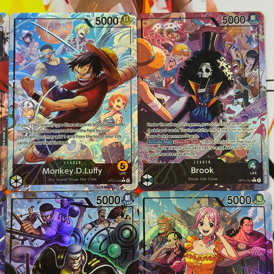 Фото Коллекционная карта DIY English Proxy One Piece Game Card Adventure On Kami’s Island Monkey.D.Luffy Enel Rebecca Brook OPCG 15 №3