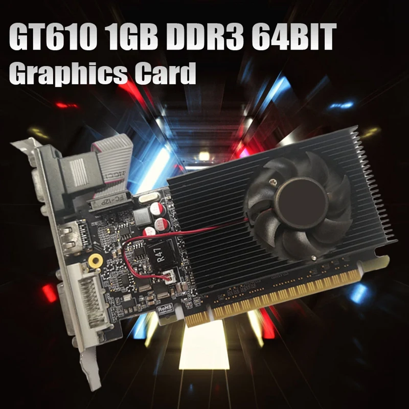 

GT610 Graphics Card 1GB DDR3 64Bit PCIE 2.0 Video Card HDMI-Compatible DVI VGA Desktop Graphics Card