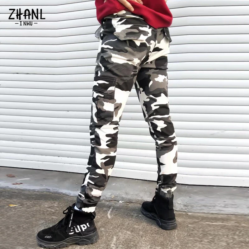 Men Jeans Fashion Men's Clothing wholesale jean Harajuku Multi-Pocket camo Pants Casual Sweatpants Slim Male Trousers Streetwear